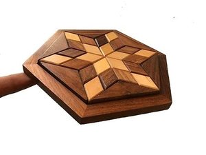 Handmade Eco-Friendly Wooden <b>Gavel</b> with Hexagonal Sound Block Antique Style Carved Design Judge Hammer Decorative Gift - Product Image 1