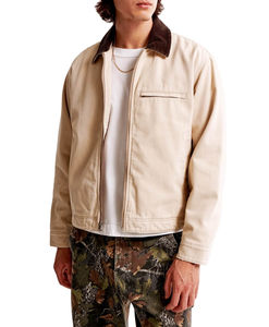 Veste de travail pour homme en toile de coton épaisse, respirante, imperméable, coupe-vent, col rabattable, fermeture éclair intégrale, personnalisable avec logo sur le devant, style décontracté et tendance - Product Image 3