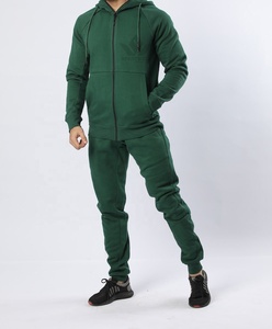 Men's Dark Forest Green Full <b>Zip</b> <b>Hooded</b> Tracksuit Set Regular Fit Polyester Hoodie and Jogger Pants Casual Athletic Sportswear - Product Image 2