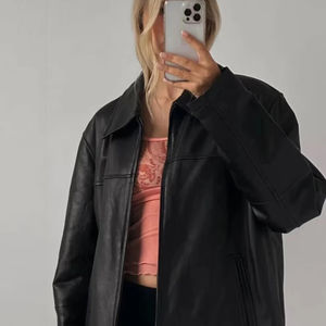 Chaqueta de cuero de invierno para mujer, talla grande, personalizada, al por mayor, ropa exterior transpirable para damas, chaqueta de cuero de talla grande. - Product Image 2