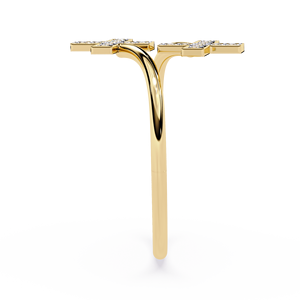 Double Cross Bypass <b>Ring</b> 14k Solid Gold Lab Grown Diamond Toi et Moi Style <b>Dainty</b> X Cross <b>Ring</b> For Women's Gift Anniversary - Product Image 4