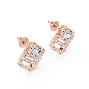 Rose Gold Lab Grown <b>Diamond</b> <b>Dangle</b> <b>Earrings</b> Elegant Luxury Fashion Jewelry Designer Sparkle Statement Gift Collection - Product Image 2