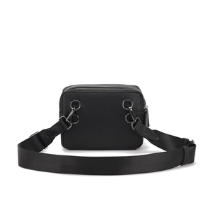 <b>Black</b> PU Messenger <b>Bag</b> <b>Small</b> Zipper Closure Crossbody Shoulder <b>Bag</b> Men Women Daily Use All Seasons Lightweight - Product Image 5