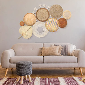 Cestas colgantes de pared redondas de paja para el hogar, cestas de gran tamaño para decoración del hogar, hecho a mano, 9 unidades - Product Image 6