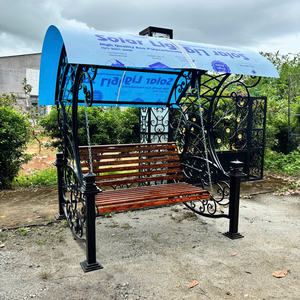 Chaise suspendue de luxe en fer forgé pour extérieur avec auvent, idéale pour jardin, patio, parc et école – Design contemporain – Mobilier de jardin en fer forgé - Product Image 6