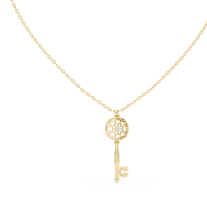 UNIQUE KEY LAB GROWN DIAMOND <b>PENDANT</b> SET IN 18KT <b>SOLID</b> YELLOW <b>GOLD</b> FOR ENGAGEMENT PARTY VALENTINE GIFT GLAM EVENT DAILY WEAR - Product Image 1
