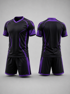 Concevez votre propre ensemble d'uniformes de football pour hommes adultes de haute qualité, impression numérique en relief, 100% polyester respirant, col en V - Product Image 1