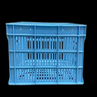 Caisse en plastique bleu solide, empilable et emboîtable, perforée, pour stockage, recyclable, pour légumes et fruits