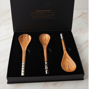 Juego de 3 cucharas de madera pura, cubiertos con acabado de alta calidad, elegantes, de mango largo, perfectos para la mesa de cocina, el hogar o restaurantes. - Product Image 3