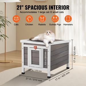 Casa para Gatos Resistente a la Intemperie con Puertas de PVC, Refugio para Gatos Salvajes, para Múltiples Gatos, Casa de Madera para Gatos y Conejos - Product Image 6