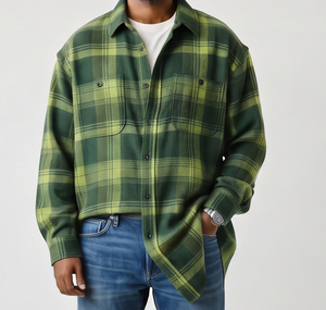 Camisas de Franela para Hombre, Casuales, 100% Algodón, a Cuadros, Holgadas, con Bolsillo en el Pecho, Manga Larga, Peso Medio, Ropa de Dormir, Camisa Larga para Hombre - Product Image 3