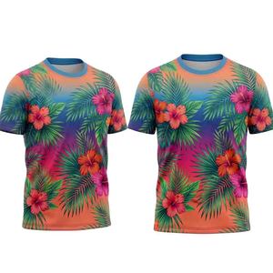 <b>Men's</b> Lightweight Breathable Quick Dry <b>Floral</b> Sublimation Knitted Front Full Print Casual Streetwear Summer <b>T</b>-<b>Shirt</b> 100% - Product Image 2