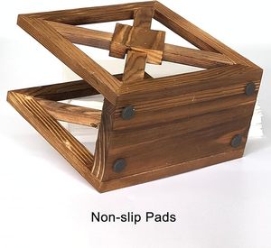 Porta Servilletas de Madera con Diseño Geométrico de Cubo, Madera Carbonizada, Decoración Rústica para Mesa de Comedor, Cocina, Restaurante, Hotel, Moderno - Product Image 3
