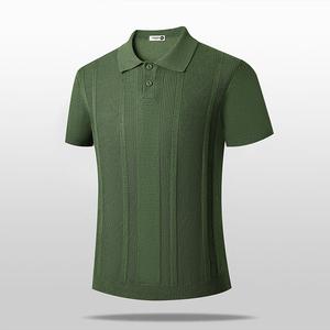 Camisa de Hombre Transpirable con Pliegues, Manga Corta, Cuello de Solapa, Tejido de Punto, Poliéster/Algodón, Uniforme Informal - Product Image 4