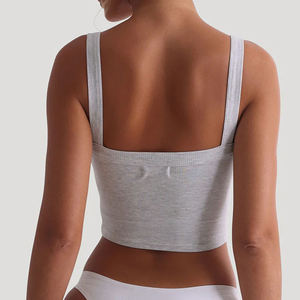 Wholesale Custom Embroidery logo Women Knitted Ribbed Crop tank <b>Top</b> - Product Image 2