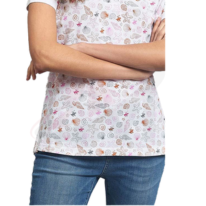 Camiseta polo estampada para mujer con diseño de conchas y estrellas de mar, manga corta, informal, camisetas polo de moda para mujer - Product Image 5