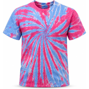 Camiseta Tie Dye con Espiral Audaz para Hombre, Manga Corta, Patrón Llamativo, Corte Holgado, Moderna, Creativa y a la Moda - Product Image 1