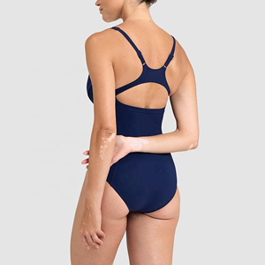 Women One Piece Swimsuit Striped Scoop Neck High Waist Quick Dry Spandex Polyester Swimwear - Product Image 2