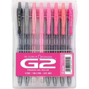 Penne Gel Premium a Punta Fine da 0,7 mm, Confezione Rosa Boost, Set da 8 con Astuccio e Colori Assortiti della Gamma Optimism - Product Image 1