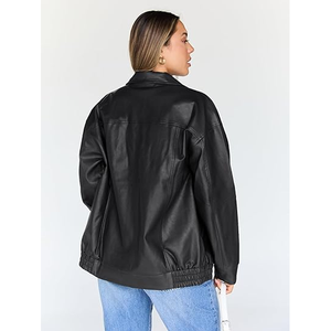 Trendy Queen Trendy 2026 <b>Plus</b> <b>Size</b> Women's Leather <b>Jackets</b> Oversized Faux Moto <b>Biker</b> Coat Hooded Collar Fall Outfits - Product Image 6