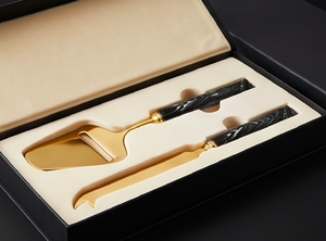 Luxury <b>Cheese</b> <b>Knife</b> <b>Set</b> With Gold Blade And Marble Handle Durable For Kitchenware Use Dining Camping And Hotel Use - Product Image 3
