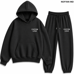 Conjunto de Sudadera con Capucha y Pantalones Deportivos de Algodón Ecológico, Unisex, Talla Grande, Estilo Hip Hop, Personalizable, Marca Privada, OEM ODM - Product Image 1