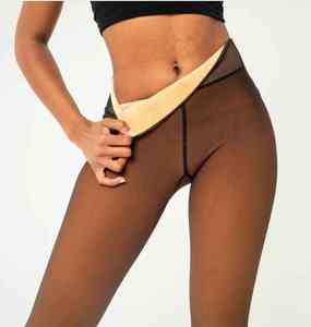 Leggings thermiques d'hiver pour femmes courbées, doublure intérieure douce, collants de fitness, grande taille, pantalons chauds pour entraînement sportif - Product Image 1