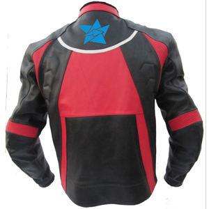Veste de motard en cuir véritable noir et rouge pour homme, de qualité supérieure, style racing, avec protections CE. - Product Image 4