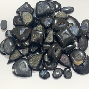 Vente en gros de cabochons en onyx druzy noir naturel, pierres précieuses en vrac, taille et poids personnalisables, provenant du Rajasthan, pour la fabrication de bijoux, MAHNAJ GEMS - Product Image 5