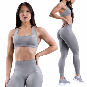Ensemble de yoga sans couture 3 pièces pour femme : soutien-gorge de sport, veste et leggings taille haute froncés à effet push-up, séchage rapide, tenue de sport - Product Image 1