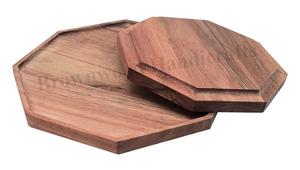Gran oferta de platos y bandejas de madera de acacia para servir, platos de madera octagonales aptos para lavavajillas de alta durabilidad para cocina y mesa de comedor - Product Image 4