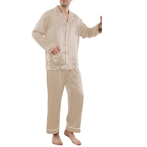 2026 Hot Selling Men's Summer Satin Robes Quality Men's Pajama Set With Soft <b>Ice</b> Silk Short Sleeved Shorts for <b>Home</b> Sleep Use - Product Image 3