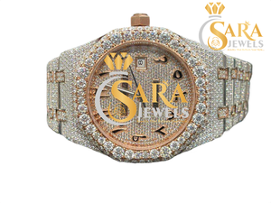 Reloj Mecánico de Negocios Sara Jewels, Lujoso, Completamente Adornado con Diamantes Moissanite, Esfera Analógica, Caja y Correa de Acero Inoxidable - Product Image 3