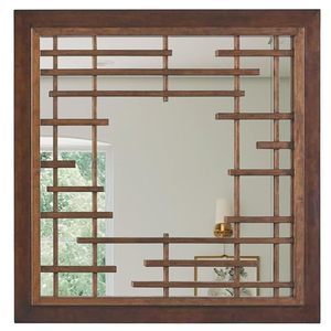 Wooden Decorative <b>Mirror</b> Geometric Framed <b>Wall</b> <b>Mirror</b> Rustic Decorative Hanging <b>Mirror</b> <b>for</b> Living Room Entryway - Product Image 2