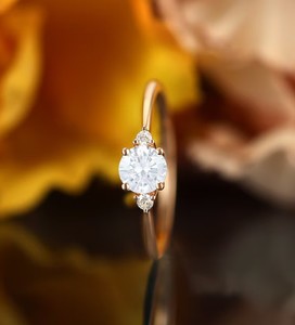 Round Cut Moissanite 925 Sterling <b>Silver</b> Luxury Engagement & Wedding Promise <b>Ring</b> Classic <b>Solitaire</b> Dainty Minimalist Party - Product Image 3