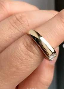 Round Cut Moissanite <b>Men</b>’s Classy Wedding <b>Ring</b> 14K Yellow Gold Plated Sterling <b>Silver</b> Band - Product Image 3
