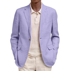 Blazer en Laine Homme à Bouton Unique avec Logo Personnalisé, Coupe Slim, Couleur Unie, Veste de Costume Décontractée Chic, Col Cranté, Grande Taille, Imperméable - Product Image 4