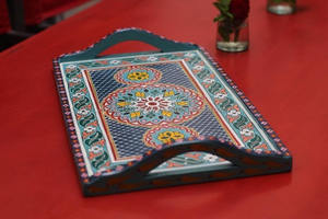 Bandejas de servicio de madera de mármol de bambú hechas a mano de alta demanda para uso en restaurantes en el hogar de proveedor indio de cuero de melamina para servir - Product Image 3