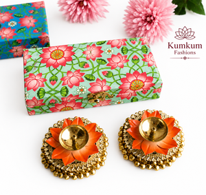 Indian Lotus Shagun <b>Gift</b> <b>Box</b> Akhand Jyot Oil Brass Diya Chinese New Year Diwali Wedding Favor Eco-friendly Traditional - Product Image 2