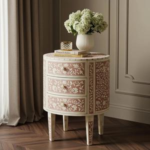 Table à tiroirs en os incrusté de la marque ILAHI, design moderne, détails en agate, rangement à trois niveaux, meuble portable pour la maison - Product Image 4