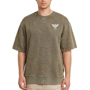 เสื้อสเวตเชิ้ตแขนสั้นคอกลมชาย ทรงวินเทจ สตรีทแวร์ลำลอง ขอบยางยืด ขายส่งเสื้อผ้า - Product Image 1