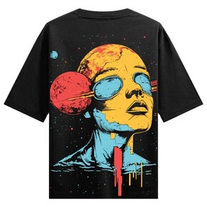 Camiseta de cuello redondo de algodón peinado 100% informal para hombre, manga corta, diseño de patrón serigrafiado de seda, tela de punto directo de fábrica - Product Image 2