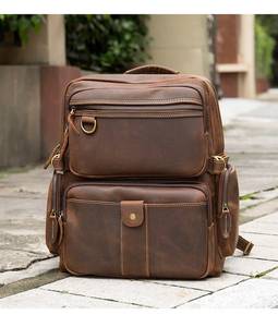 Premium Vintage Leather Laptop <b>Backpack</b> <b>Waterproof</b> Anti-Theft Rucksack for Men Outdoor Travel LBP-0309 - Product Image 2