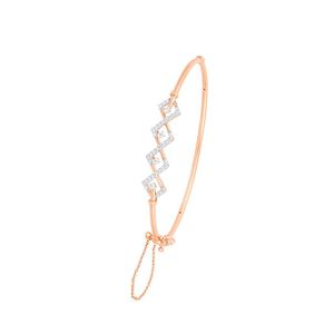 Rose Gold Lab Grown Diamond Zigzag Geometric <b>Bangle</b> <b>Bracelet</b> - Product Image 2