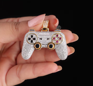 Collar con Colgante de Control de Videojuegos, Amuleto de Cristal, Cadena de Eslabones Estilo Hip Hop, Plata 925, Chapado en Oro y Rodio, Joyería Unisex para Fiestas - Product Image 1