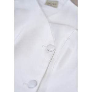 Chaleco Corto Elegante Blanco de Tafetán para Mujer, Cuello en V Asimétrico, Traje de Oficina a Medida, ODM OEM GLENDA - Product Image 4
