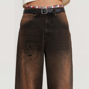 Jean en denim tricoté pour homme, coupe droite, taille mi-haute, 100% coton léger, style urbain, tendance, vente en gros - Product Image 3