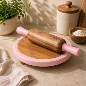 Falah International Cost Effective Chakla Belan Wooden Handmade Premium Durable Eco Friendly <b>Rolling</b> Pastry Chakla Belan Board - Product Image 1