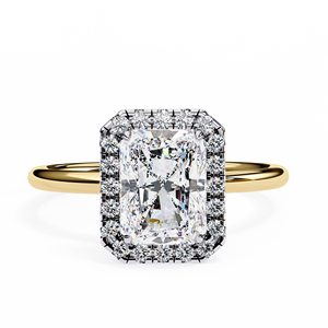Bague de fiançailles classique Halo 2 carats en diamant de laboratoire taille radiant, or 14 carats, rapport IGI, diamant VS1 E pour anniversaire et mariage - Product Image 3