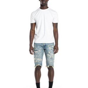 Outdoor Plain Knee Length Streetwear <b>Men</b> Denim Shorts Professional Light Weight High Quality <b>Men</b> Denim Jeans Shorts - Product Image 3